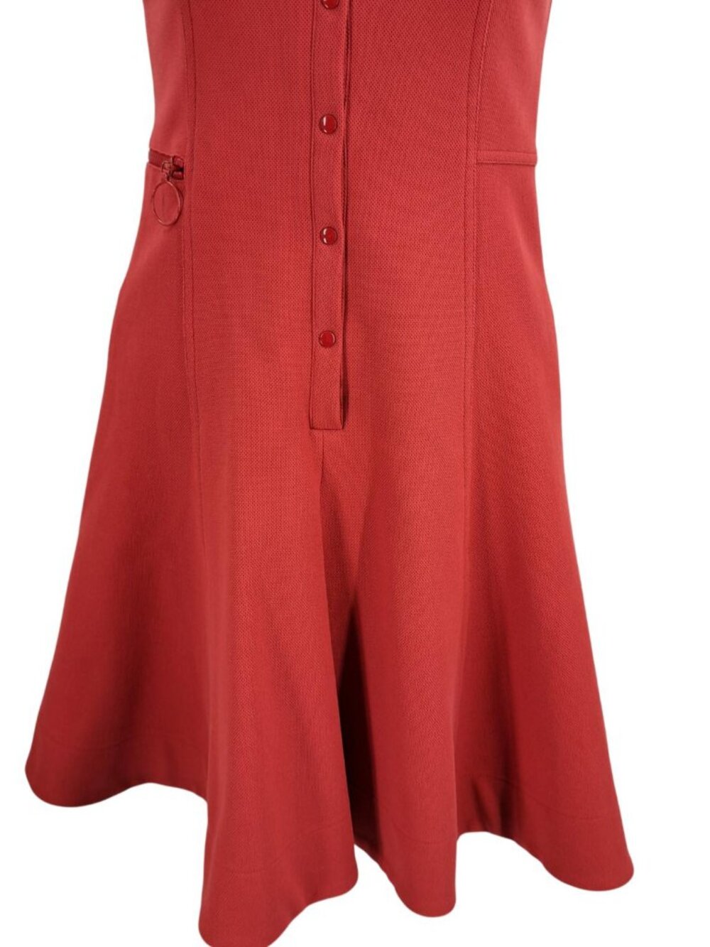 Akris Punto Red Ponte Knit Sleeveless Fit & Flare Dress Size 2 Career Snap - Picture 12 of 12